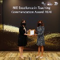 Dr Christine Xavier receiving NIE Excellence in Teaching Commendation Award (2020)