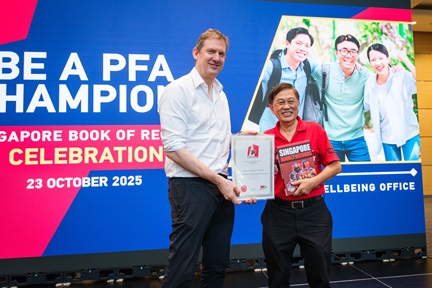 NTU Provost Christian Wolfram receiving the Singapore Book of Records
