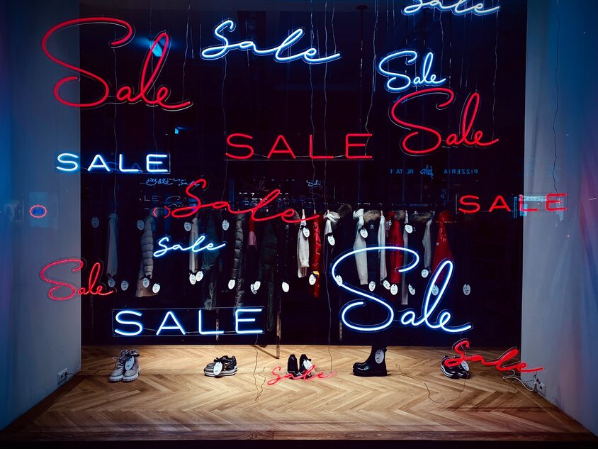 Sale signs and sneakers