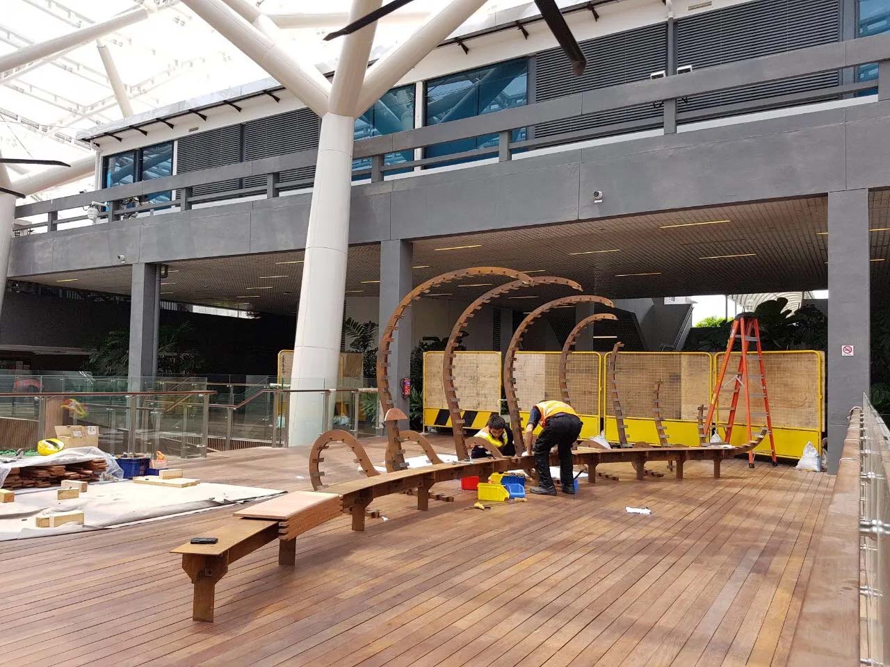 Fern bench installation in progress