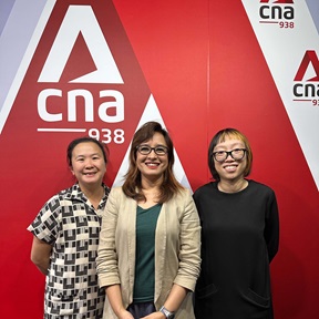 NTU Museum rep Jaclynn Seah, Melanie Olivero and Debbie Ding post-interview group photo