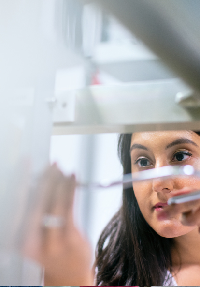 Researcher with equipment