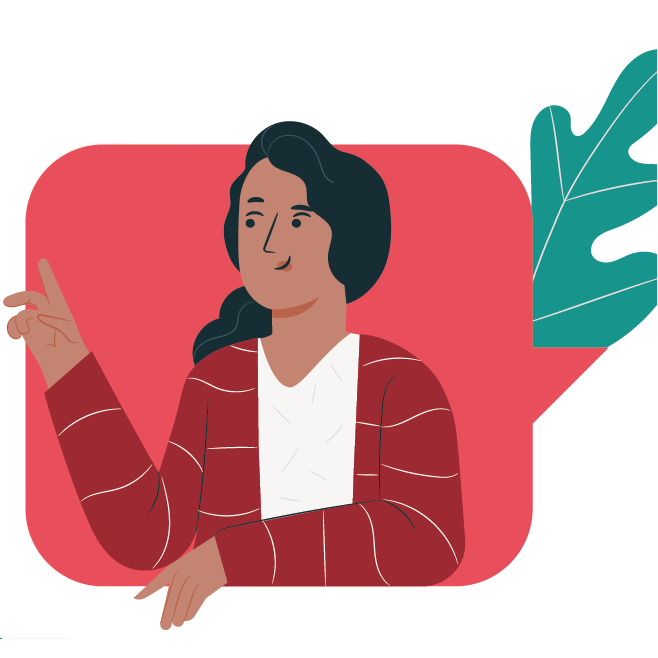 An illustration of a person raising a finger to ask question