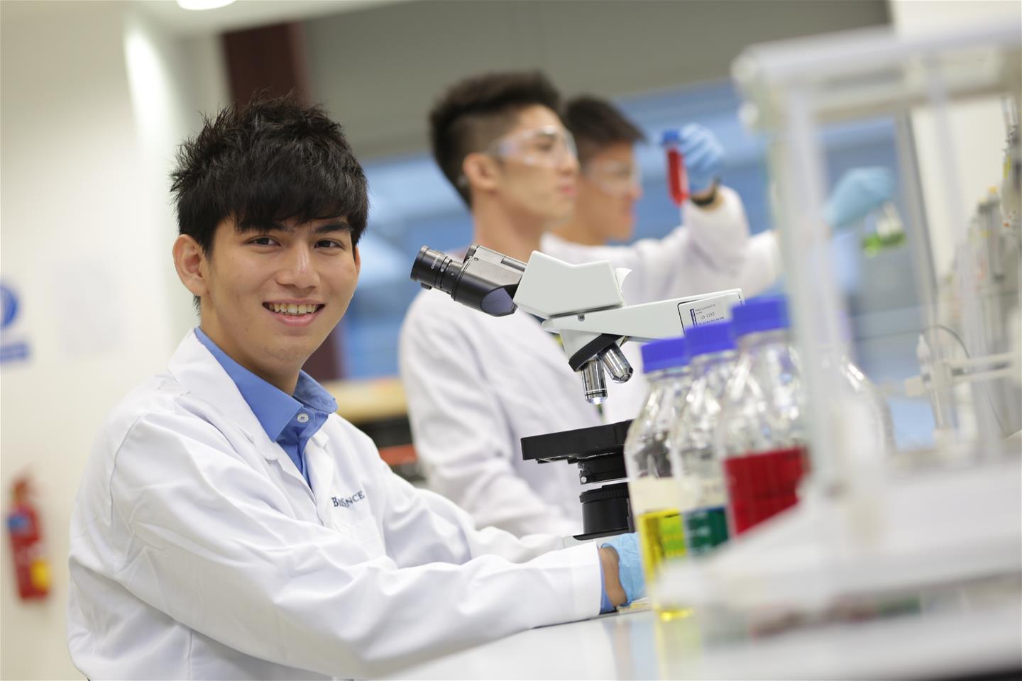 student in lab