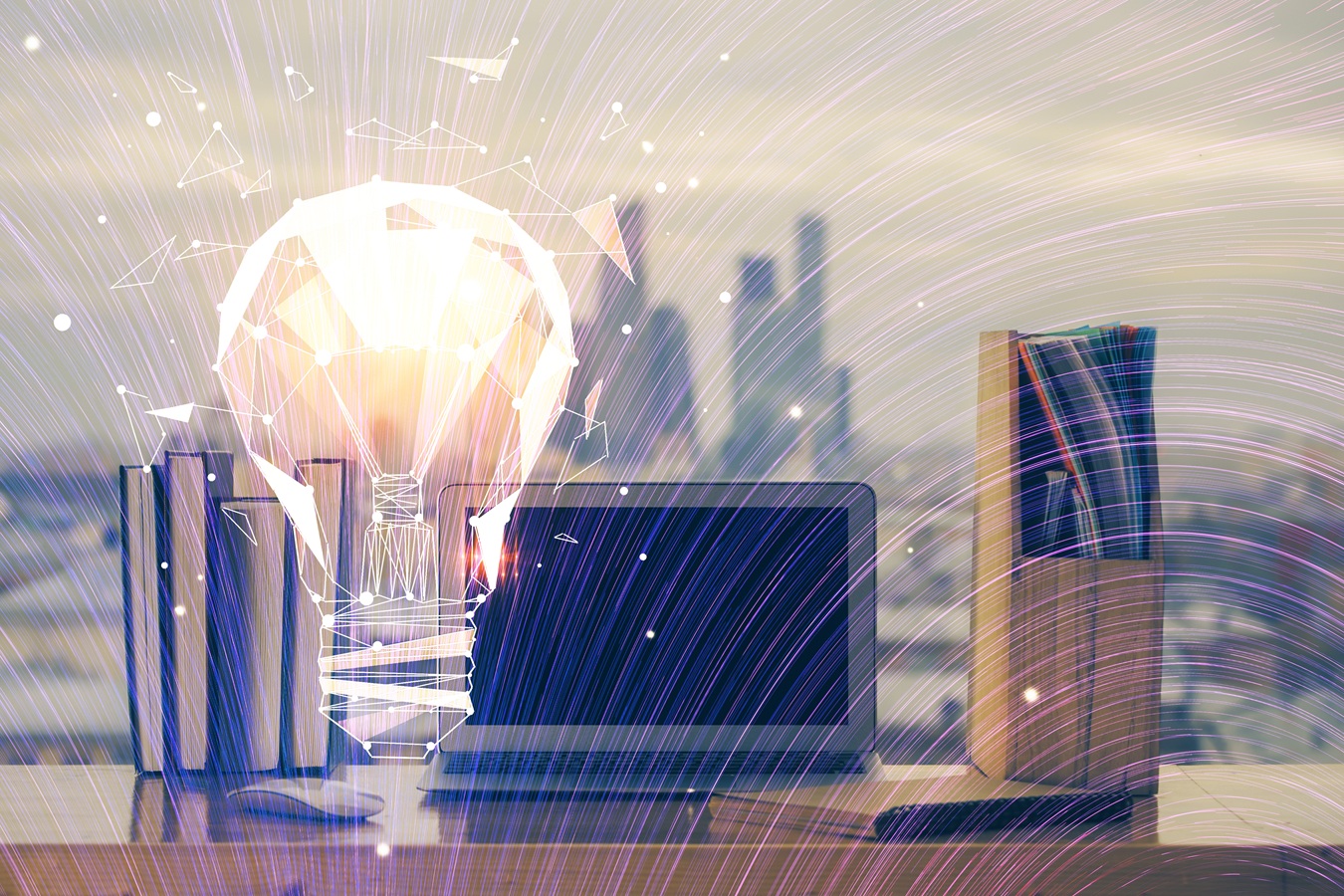 Lightbulb on desk