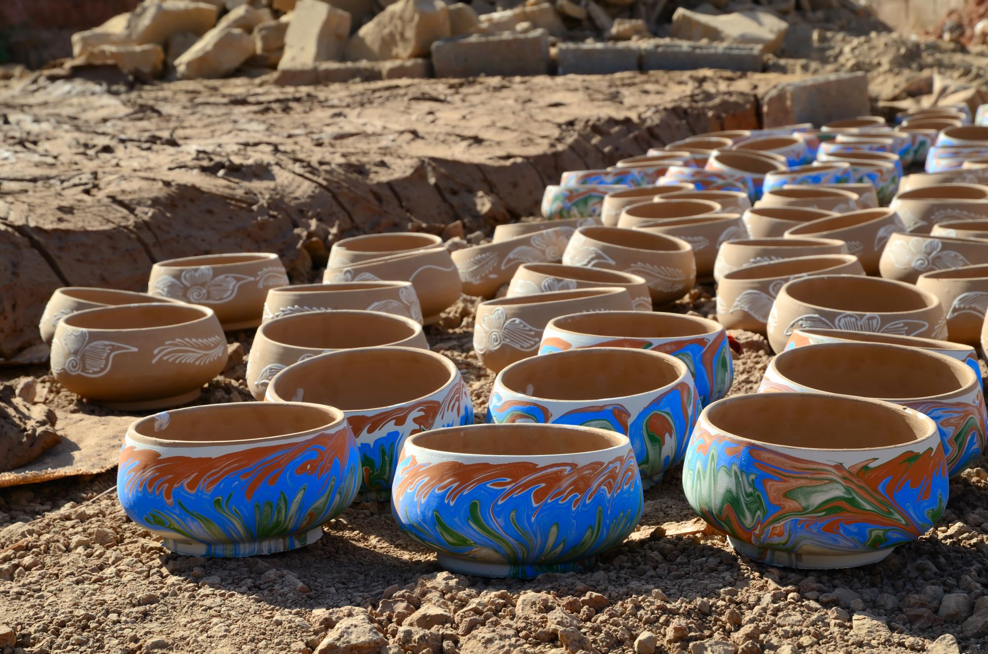 Clay factory and handmade pottery in Marrakesh, Morocco