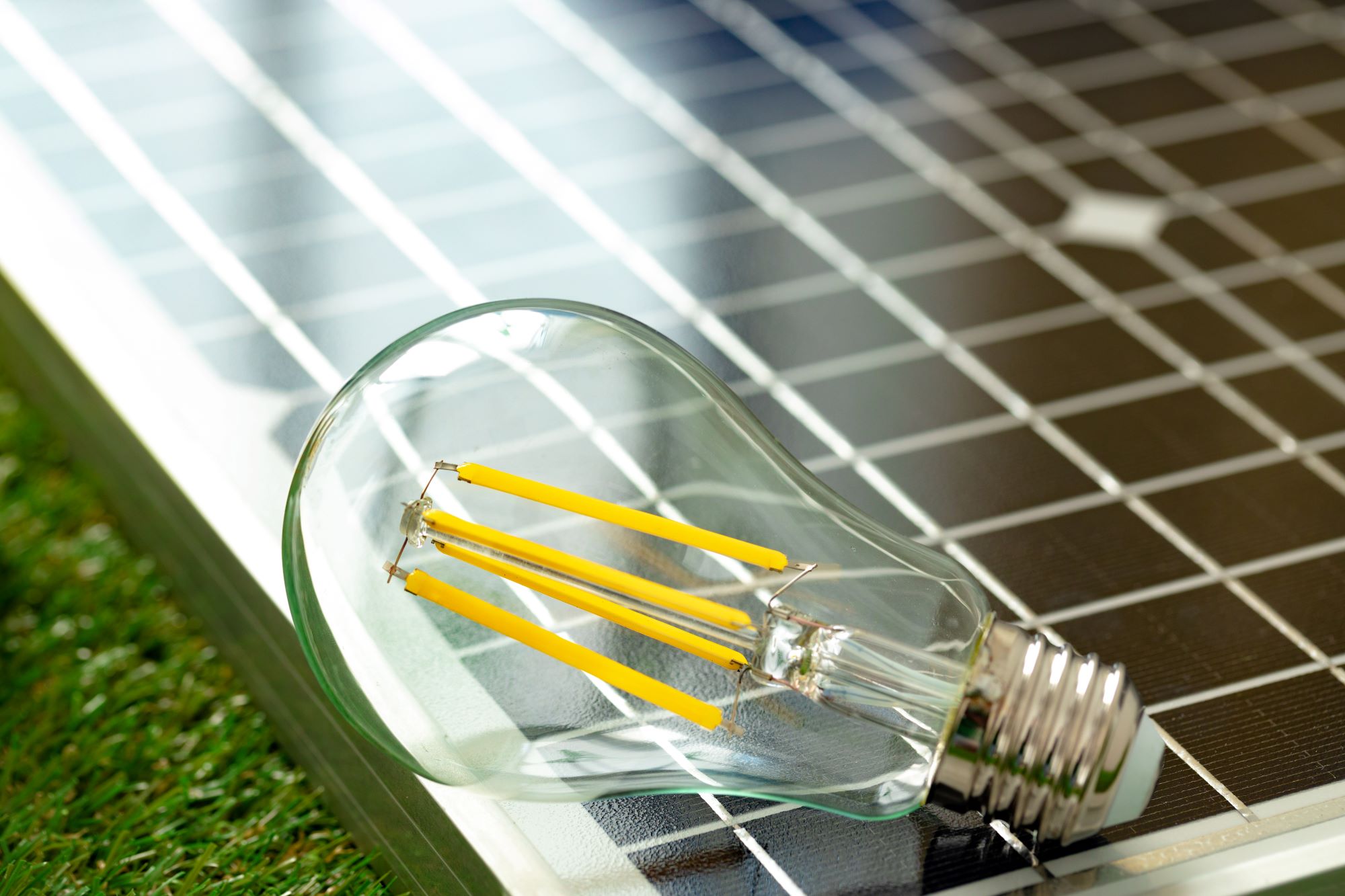 Solar energy panel and light bulb