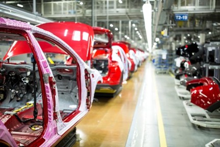 Modern automatized car production in a factory