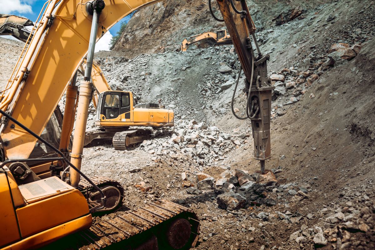 bulldozer working on iron ore quarry