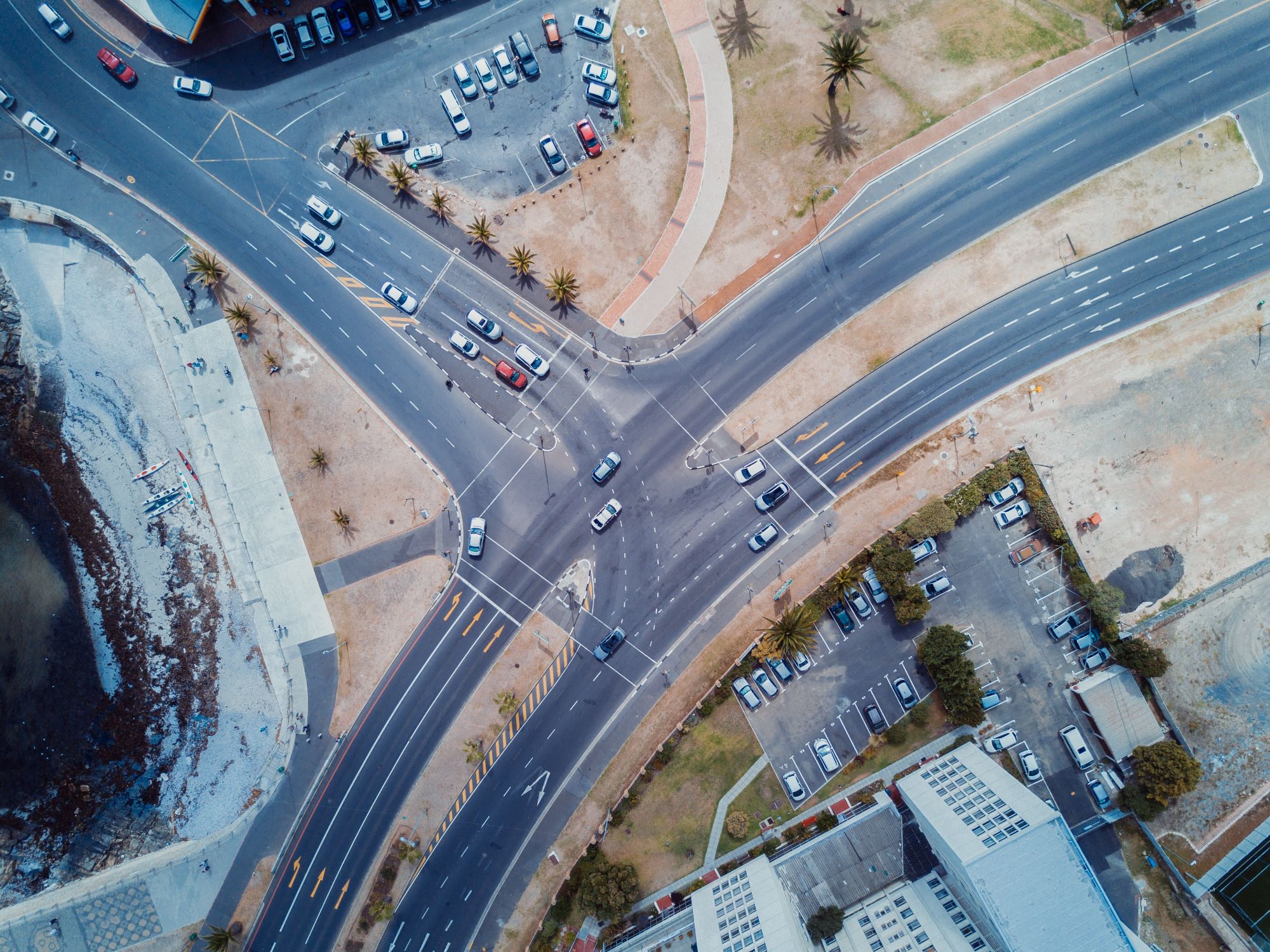 Aerial view of roads.