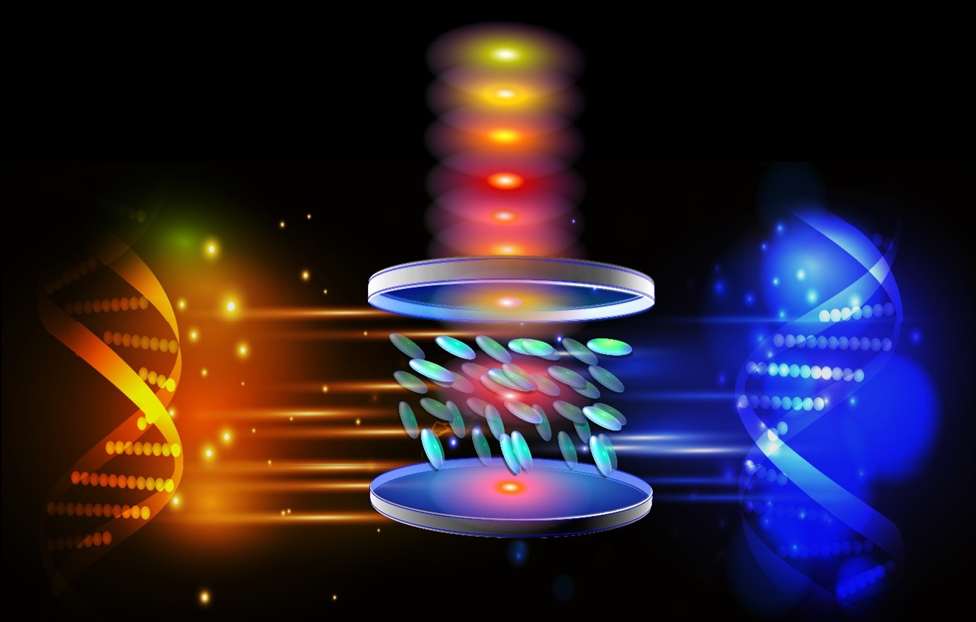 An artistic representation of using DNA to control lasers