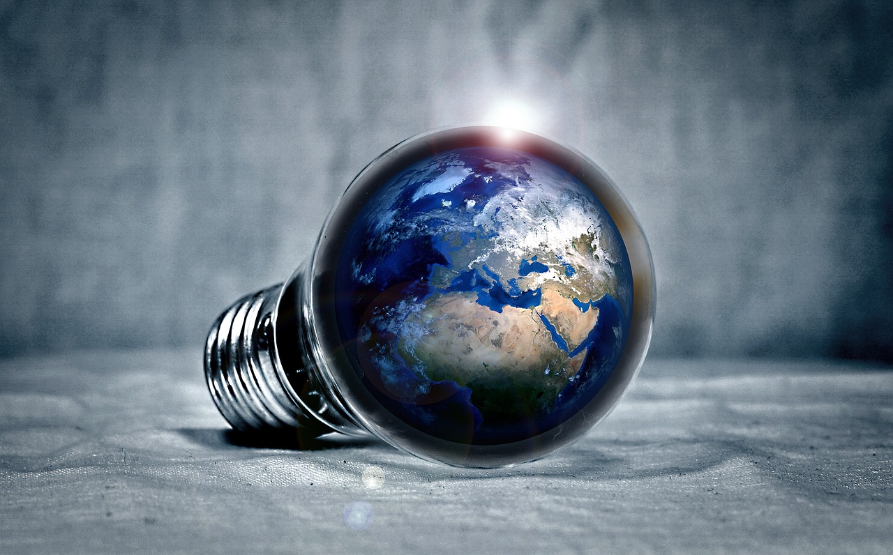 Planet Earth in a lightbulb