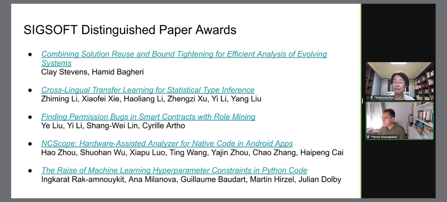SIGSOFT Distinguished Paper Awards announcement.