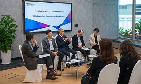 Thumbnail photo of Panellists of Fireside Chat on AI and Education.