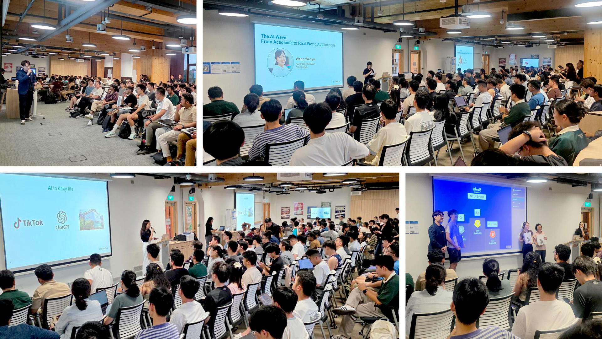 NTU x BytePlus workshop with students listening tentatively at the speakers