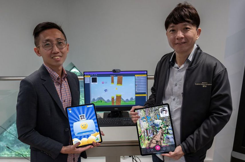 Project officer Ivan Yew (left) and Professor Ong Yew Soon at the NTU Data Science and Artificial Intelligence Research Centre where they developed the three applications.