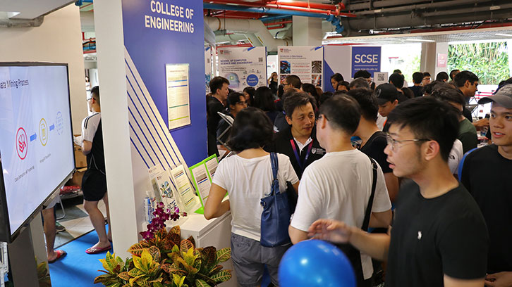 On 2 March 2019, The School of Computer Science and Engineering Open House booth was a scene of a bustling crowd during the annual NTU Open House.