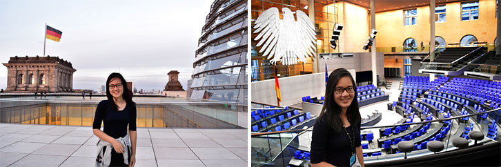 At the top of The Reichstag and inside the Parliament’s debating chamber