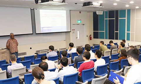 Distinguished scientist Dr C Mohan gave a two-hours talk on the future of distributed computing in the context of blockchains and databases on 18 January 2018.