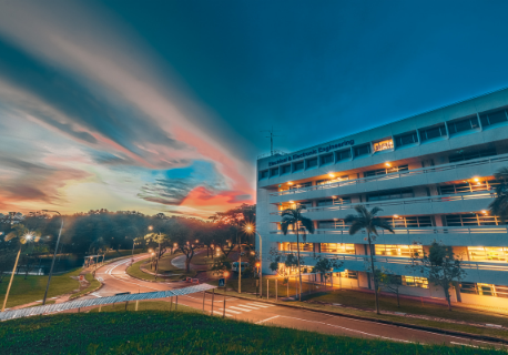EEE buildings at sunset with beautiful hues