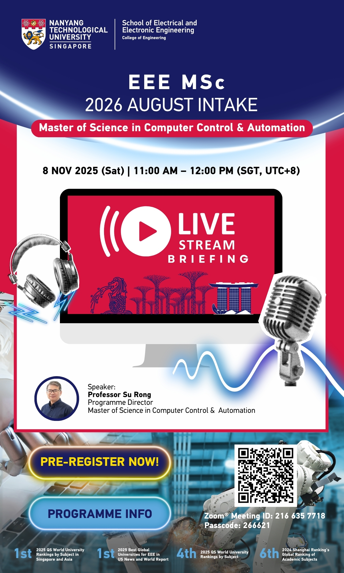 MSc Computer Control & Automation (Live Stream)