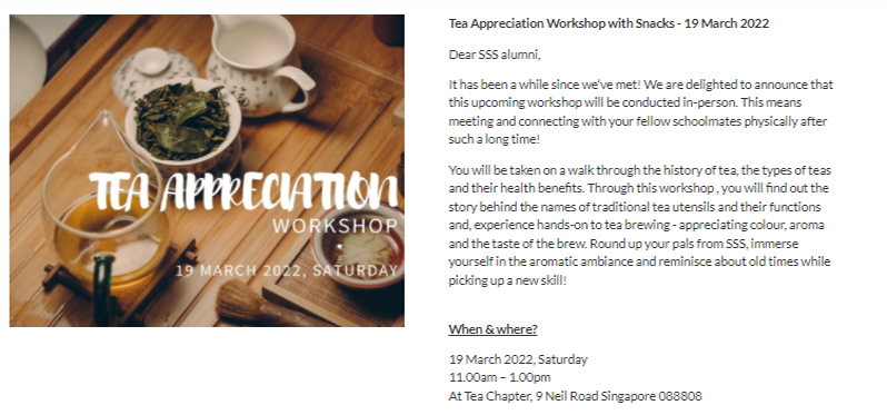 Tea Appreciation Workshop Advertisement 1