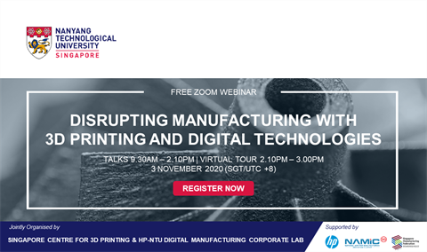 Disrupting Manufacturing with 3D Printing and Digital Technologies, 3 Nov 2020, 9.30am - 3.00pm