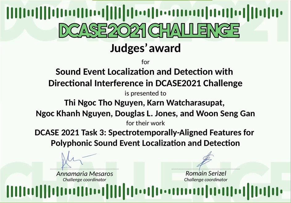 DCASE2021 Challenge Award Certificate