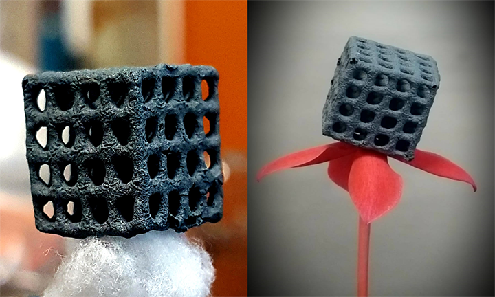 Mechanical response of lightweight hollow truss metal oxide lattices