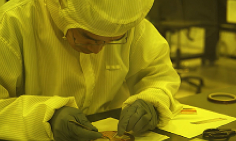 Researcher conducting research work in the lab