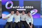 Tze Kean with his peers at the TechFest 2024, Hackathon Presentation.