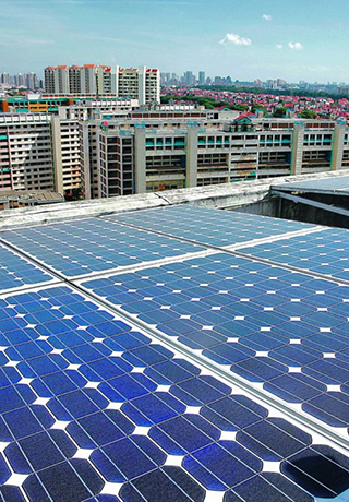Solar panels on the roof of HDB flats