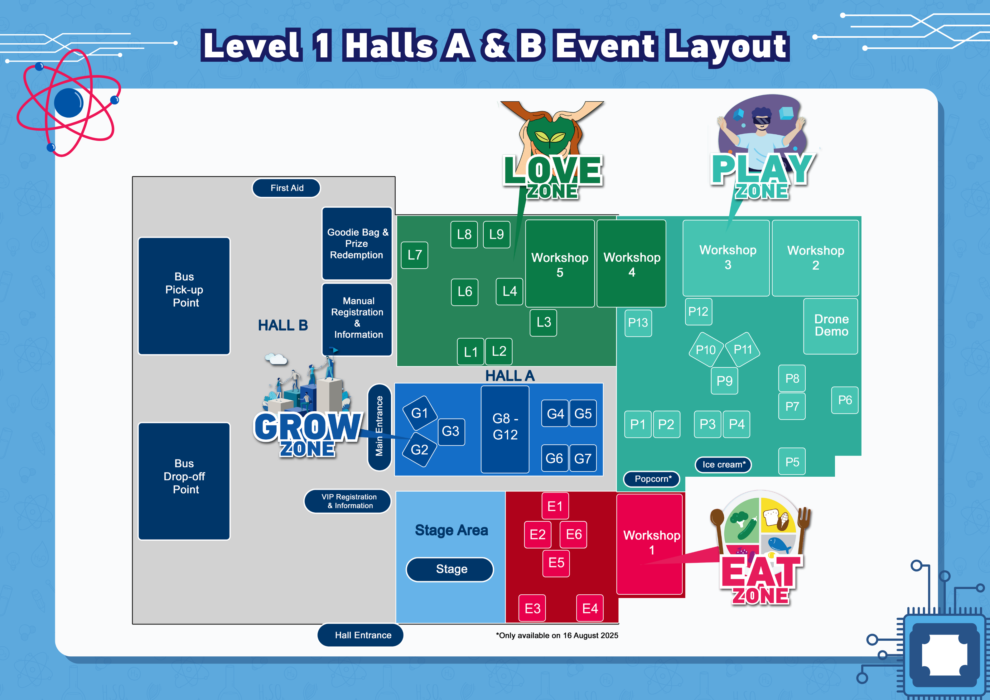 Live It Up! - Bringing Engineering to Life event exhibitions focusing on four main themes 