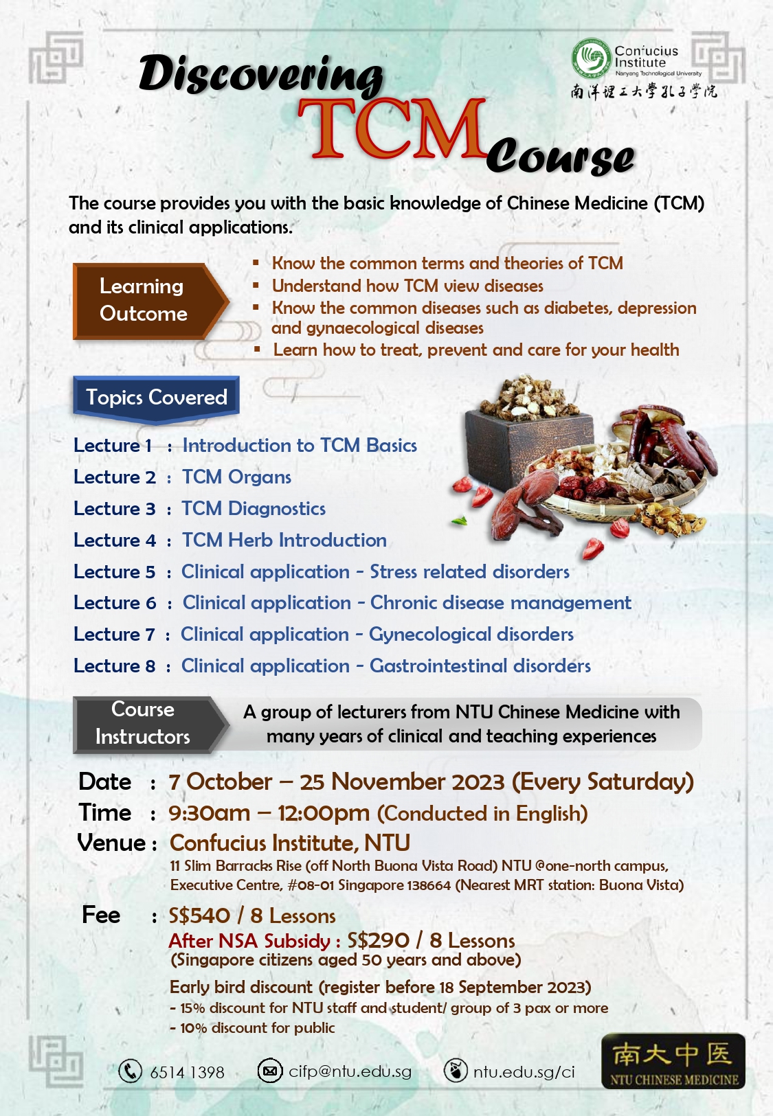 Discovering TCM Course Confucius Institute NTU Singapore
