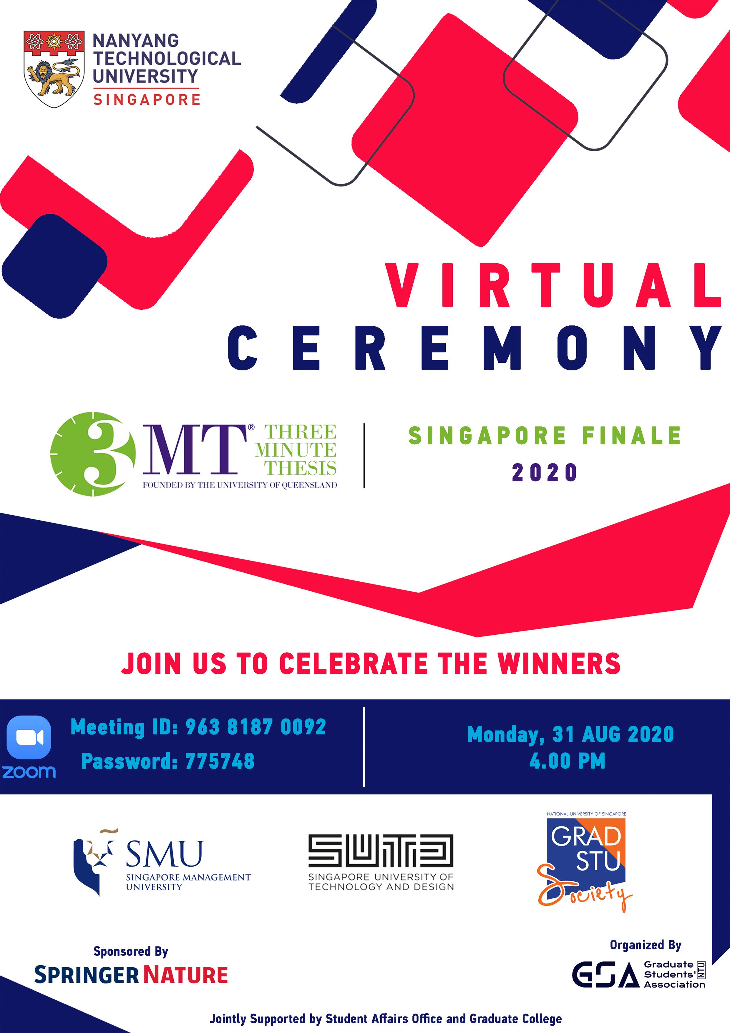 3MT Singapore Finals 2020 (Hosted by NTU)