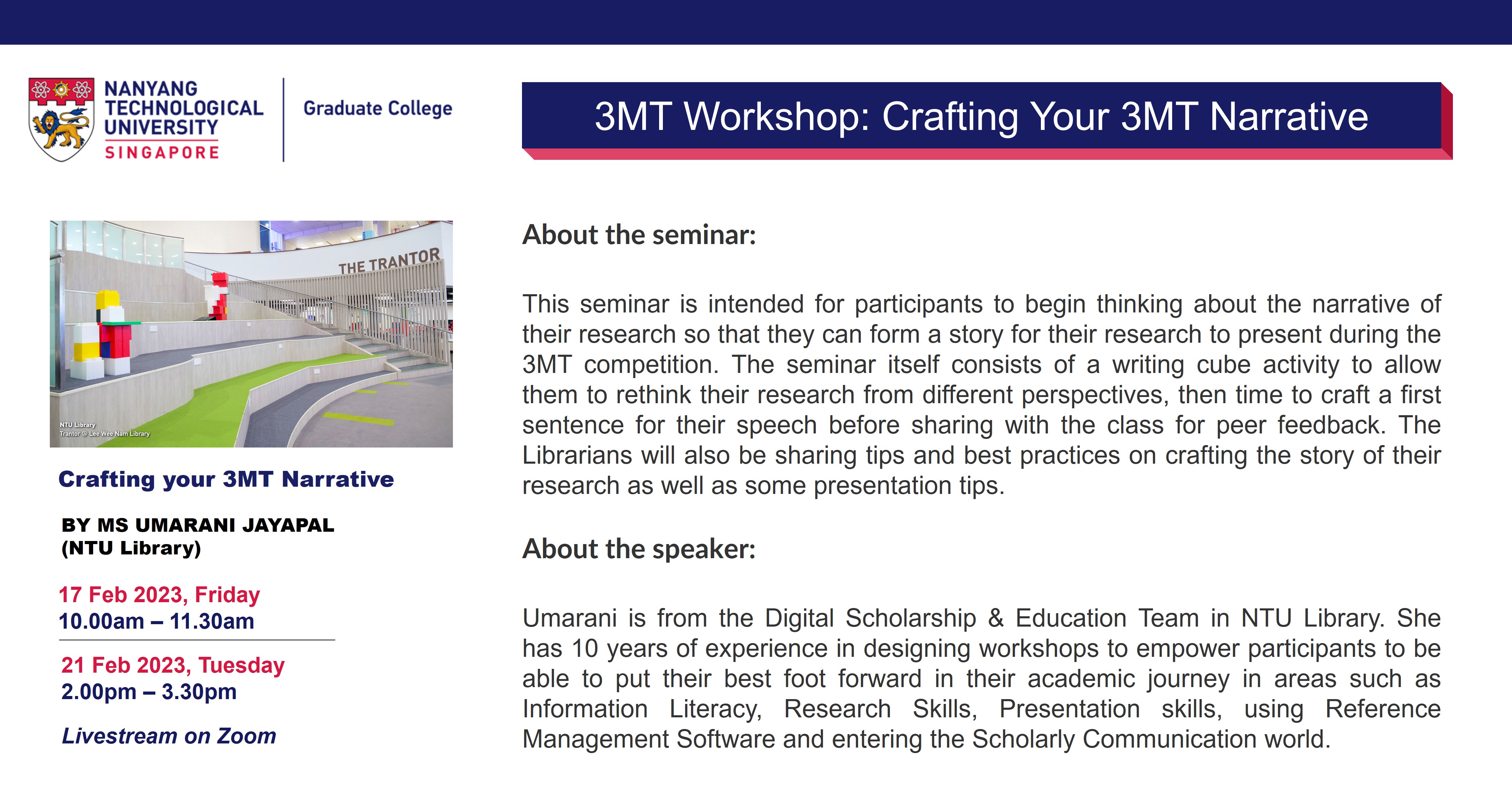 3MT Workshop - Crafting Your 3MT Narrative