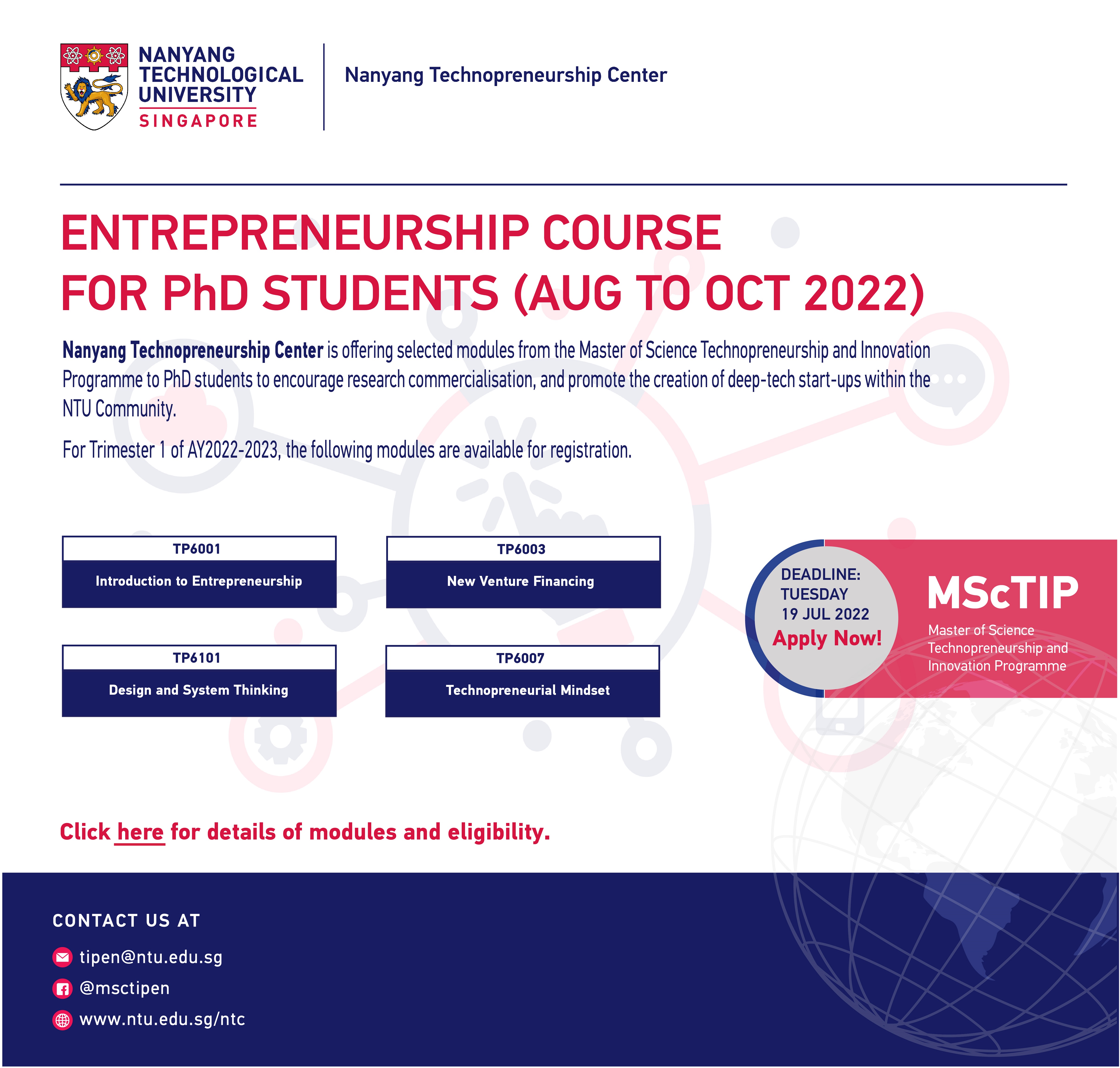 Entrepreneurship electives Trimester 3 AY2021-2022