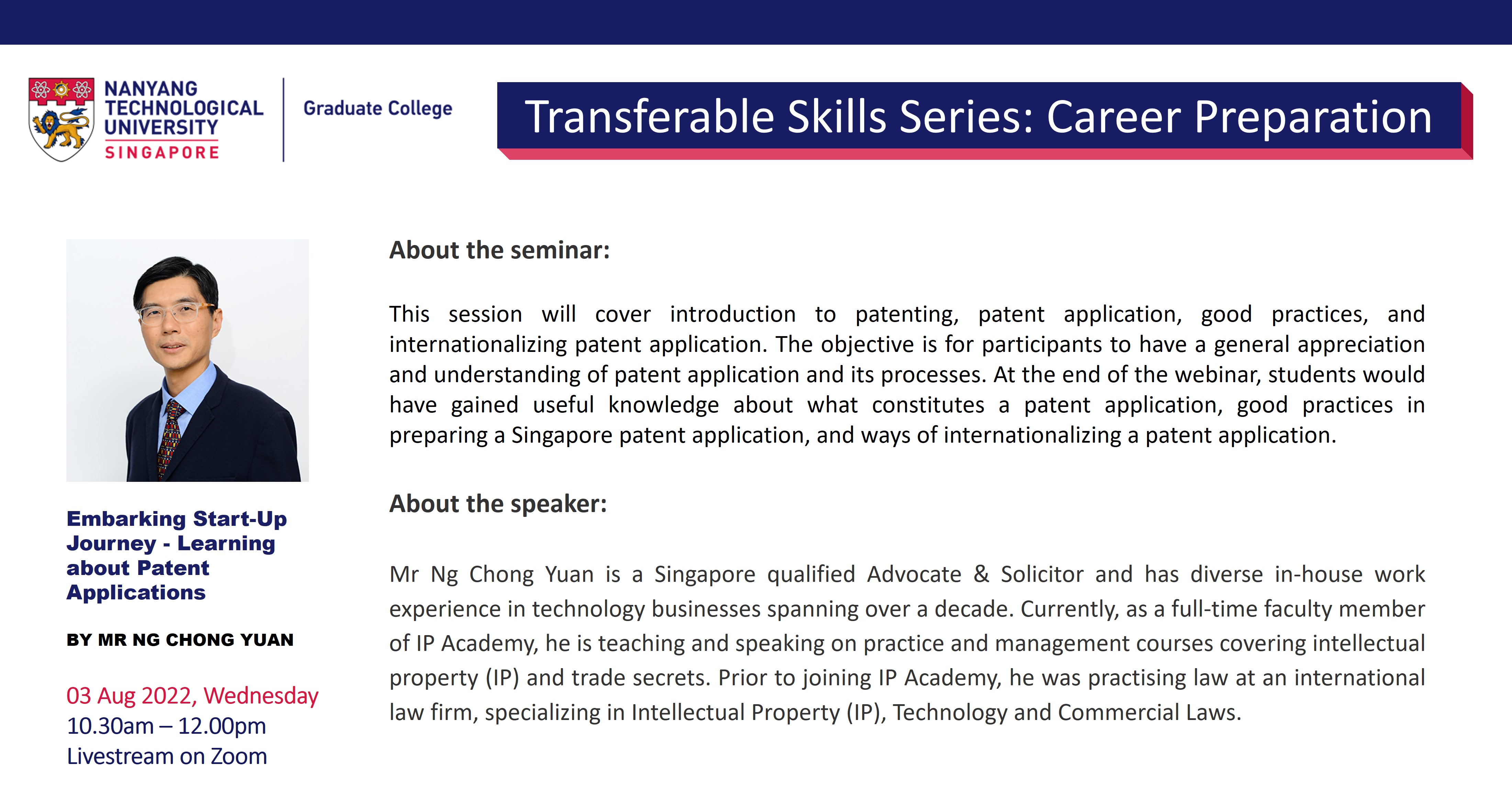 03 Aug 22 - Embarking Start-Up Journey - Learning about Patent Applications