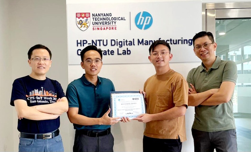 From left: Assoc Prof Tan Rui, Dr Le Van Duc, Mr Chen Jiale, and Mr Daren Ho (HP Inc., Singapore)