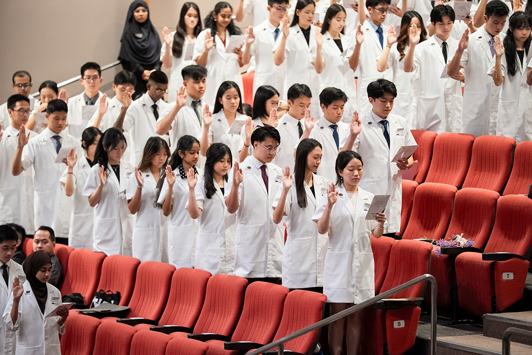 Oath saying by group of students
