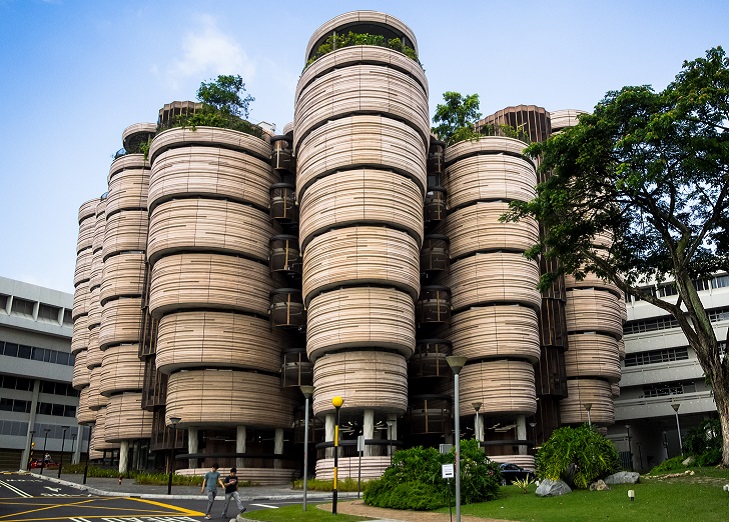 Front-facing view of the Hive Building at Nanyang Business School, Singapore