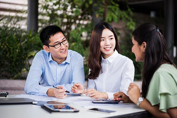 Three MSc in Accountancy students studying at Nanyang Business School