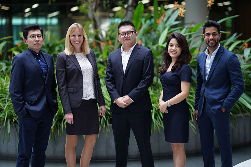Group of Nanyang MBA programme participants, outside Nanyang Business School, Singapore