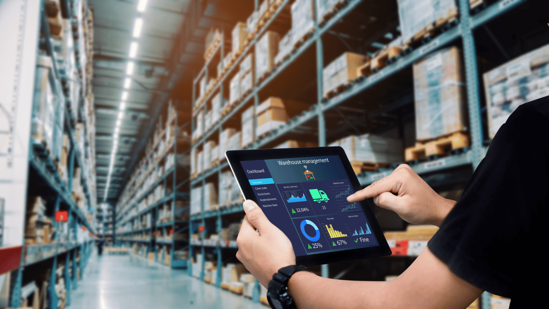 Warehouse management software on tablet