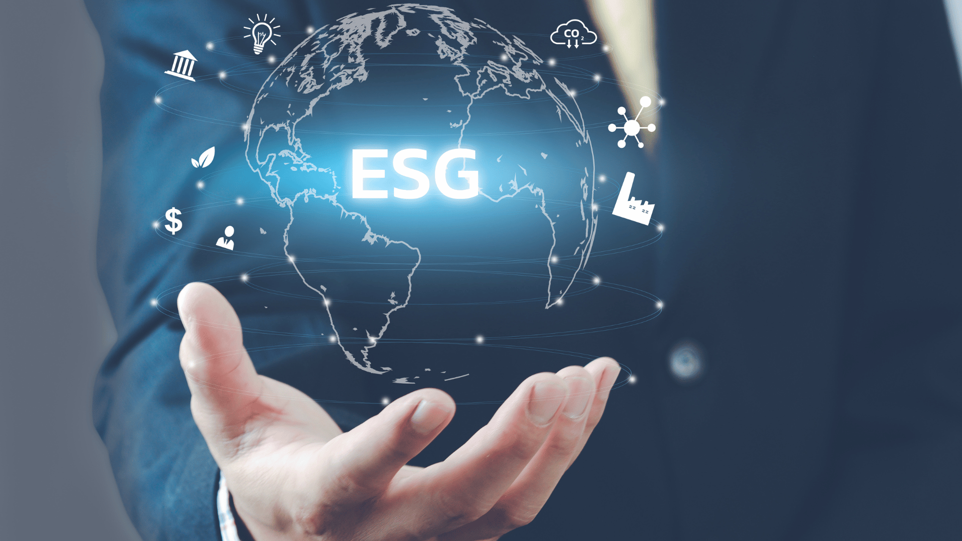 ESG in text and sustainable-related icons