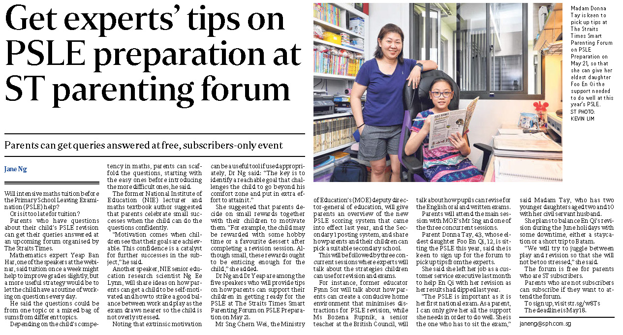 20220428 Get experts’ tips on PSLE Preparation at ST parenting forum