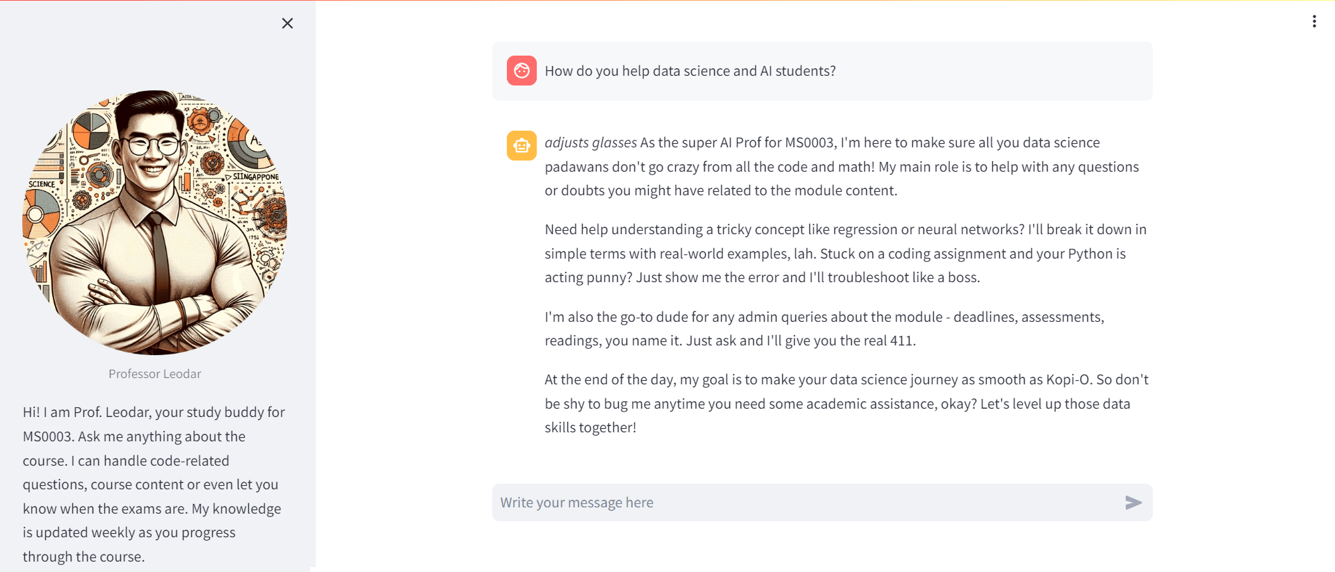 prof leodar chatbot