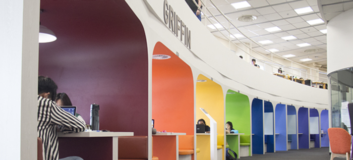 Griffin pods at Lee Wee Nam Library.