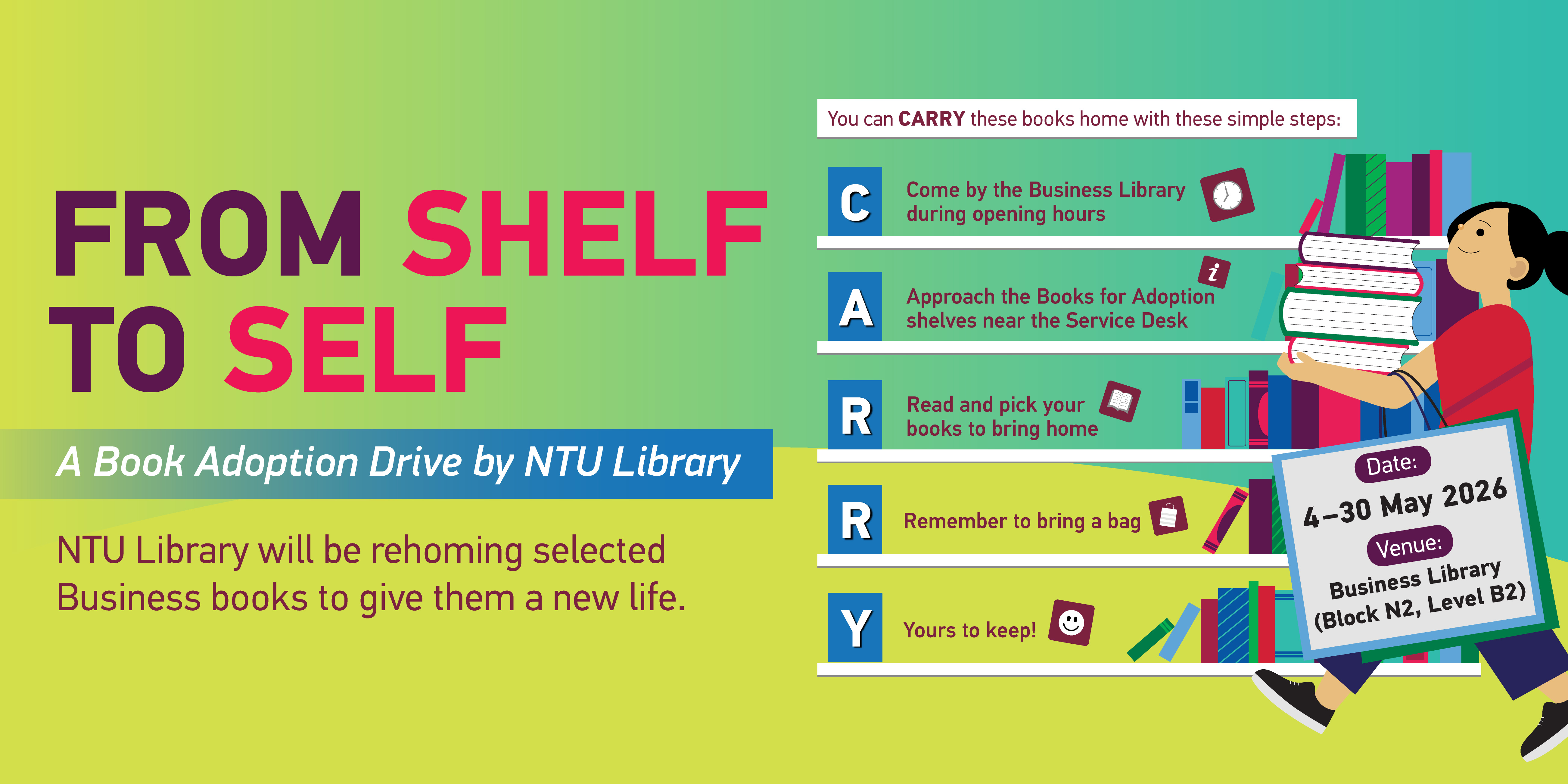 NTU Library From Shelf to Self Book Adoption Drive