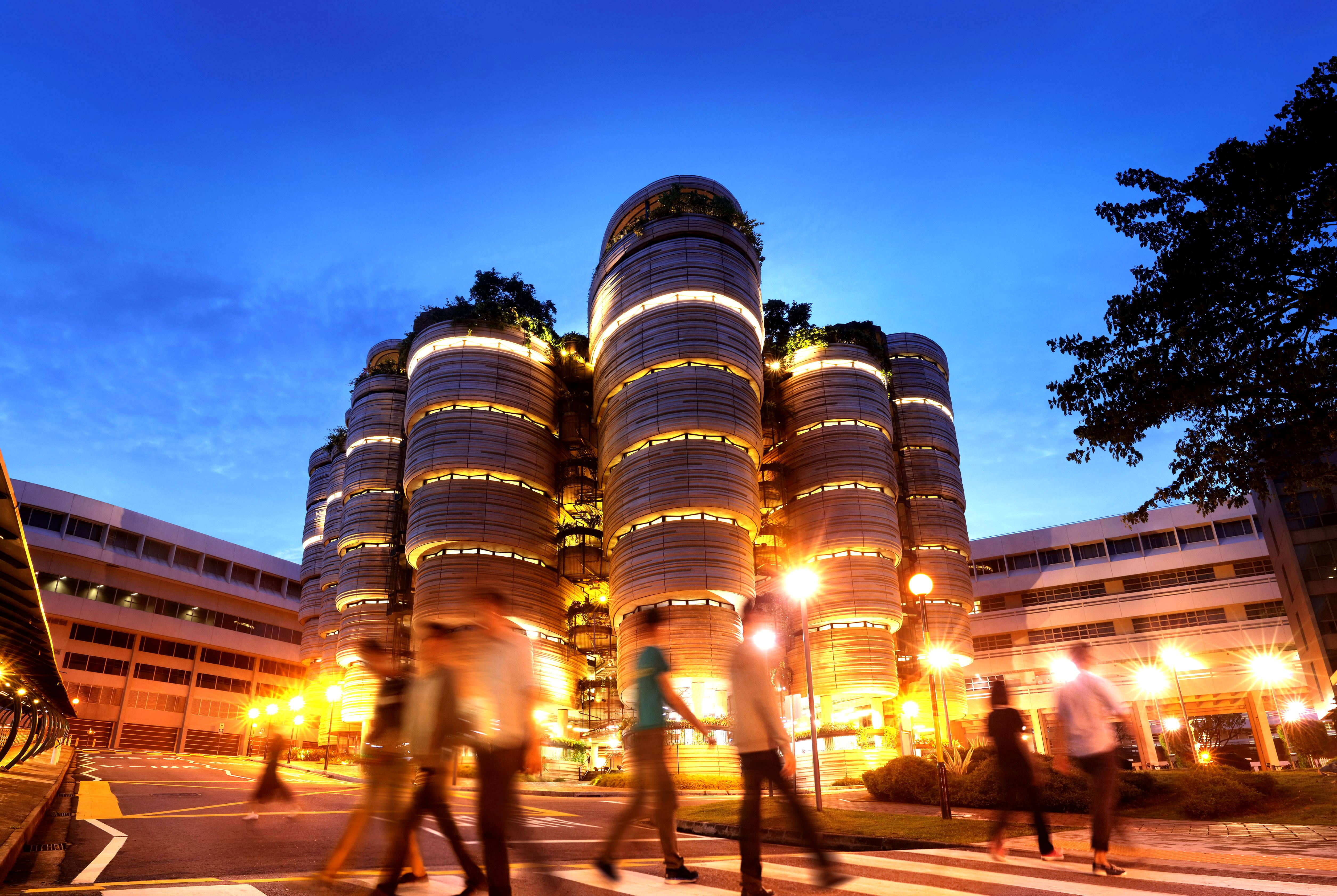 The Hive at NTU at night